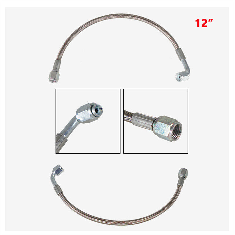 12 Turbo Oil Feed Line Stainless Braided PTFE Line 4AN 90¡ã Straight Hose End