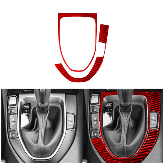 2X Red Carbon Fiber Gear Shift Frame Trim Covers for Hyundai for Veloster JS 2019-22