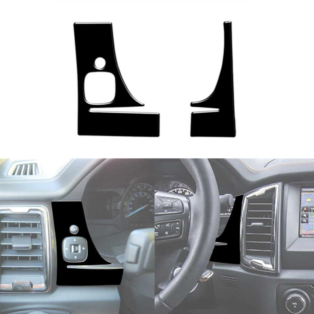 2Pcs Glossy Black Speedometer Frame Cover Trim for Ford Ranger 2019-2022
