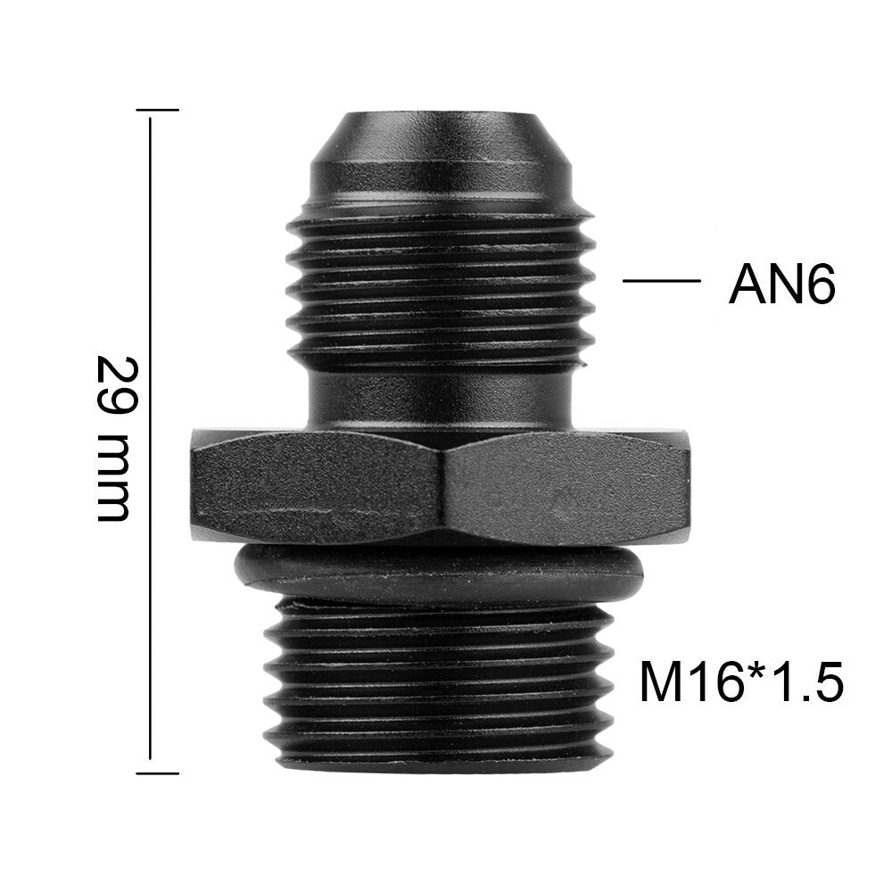 M16x1.5 To AN6 Male Flare Fuel Oil Fluid Union Hose Fitting Straight Adapter