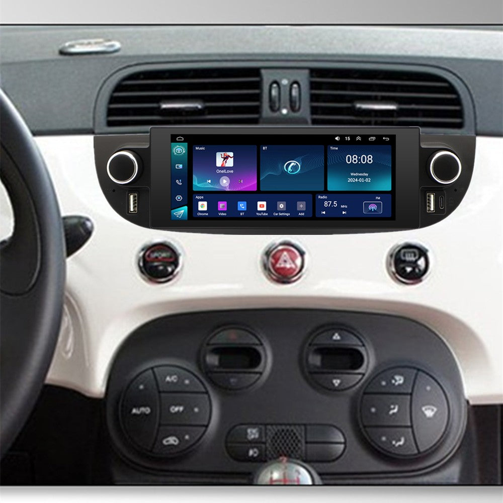 6.86Android 14 Carplay 2GB 32GB Car Stereo Radio GPS Navigation for Fiat 500