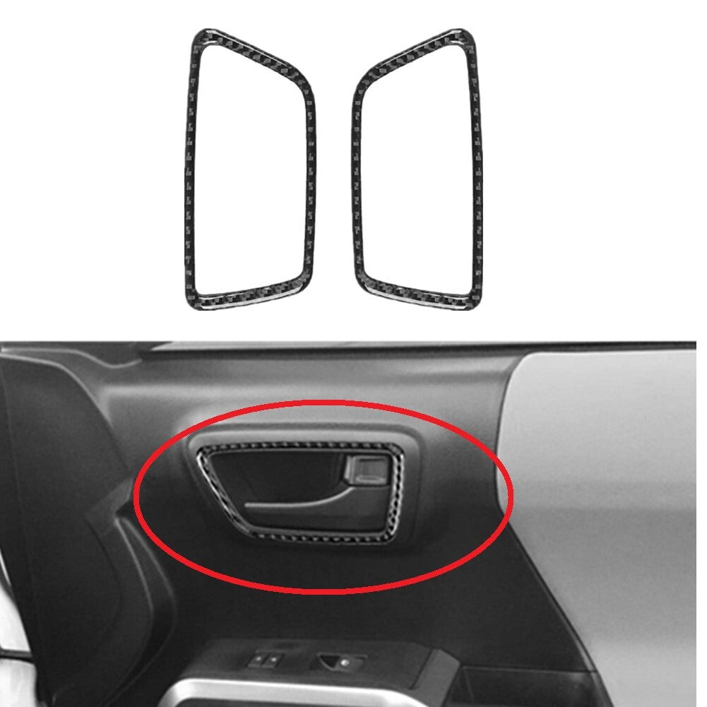 Carbon Fiber Interior Front Door Handle Frame Cover Trim for Toyota Tacoma 16-21