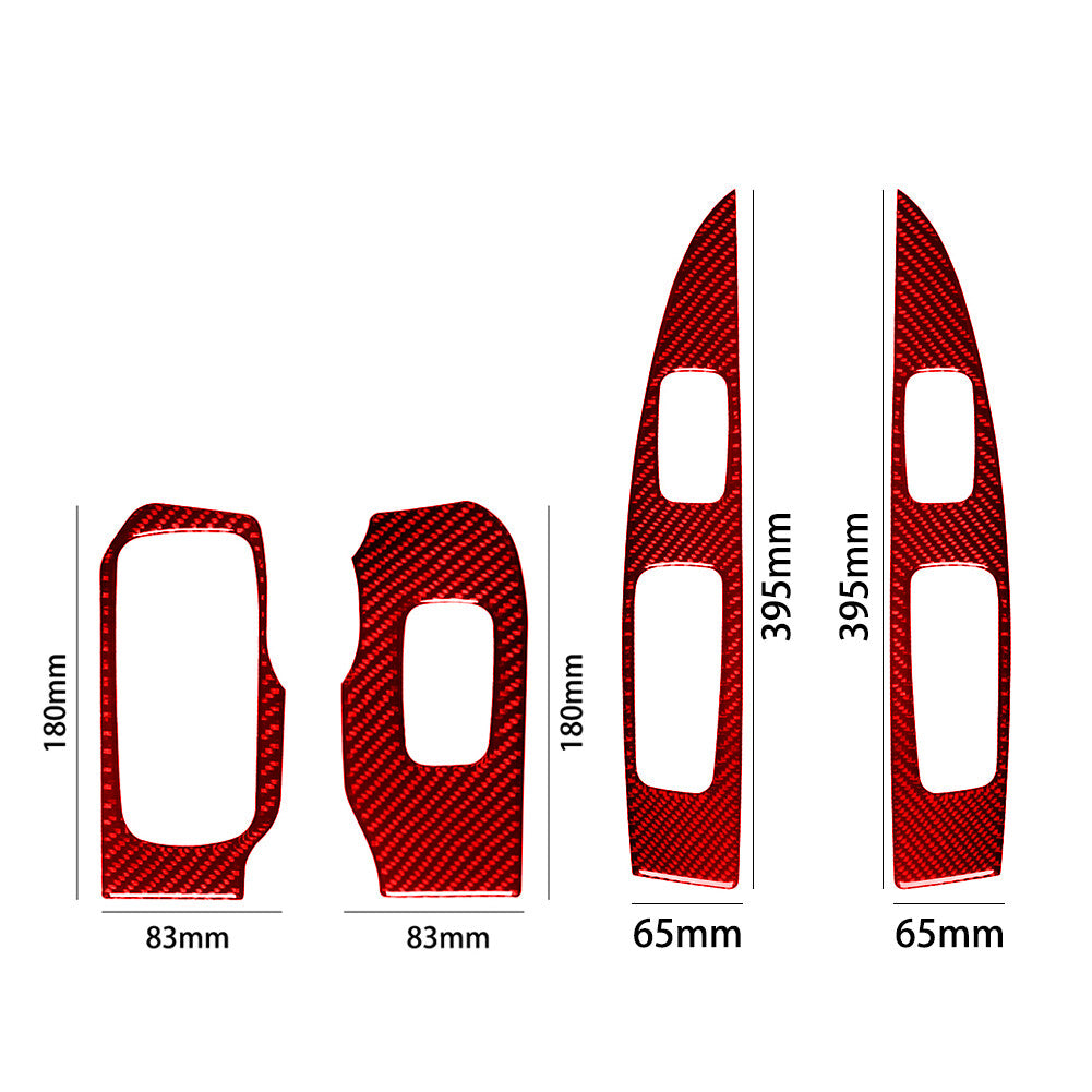 4Pcs Red Carbon Fiber Window Control Panel Cover Trim for Ford Fiesta 2011-2015