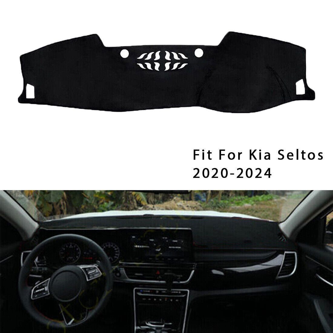 5P DashMat Cover Dashboard Non-slip Sun Protector Mat for Kia Seltos 2020-2024