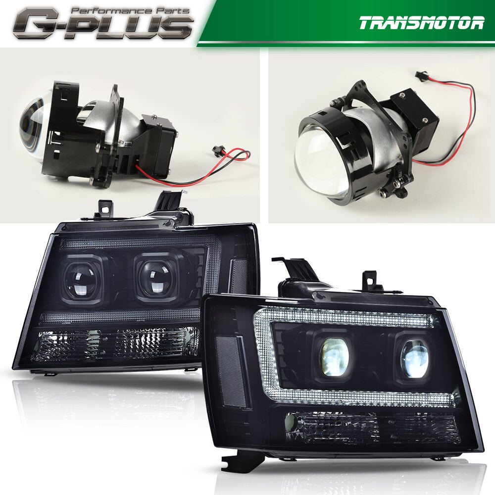 Suitable for 2007-2014 for Chevrolet Tahoe Suburban Smoked LED Projector Headlights