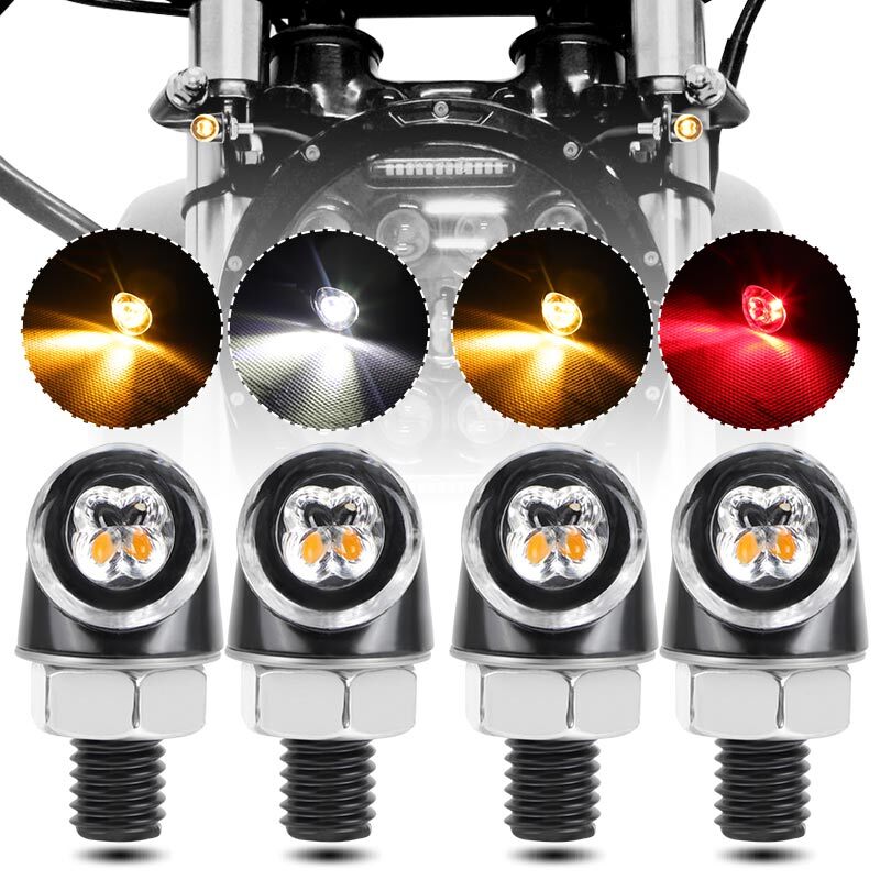 4pcs LED for Mini Motorcycle Turn Signal Indicator Brake Light Running Lamp DRL 12V