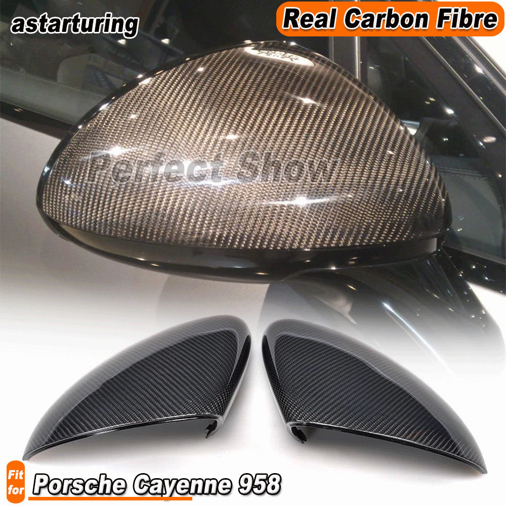Fit for Porsche for Cayenne 958 10-15 REAL Carbon Rearview Mirror Cover Cap Replace