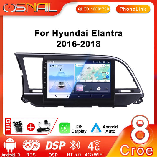 Android Auto Car Radio for Hyundai for Elantra 6 Video Player Stereo Screen Navi GPS