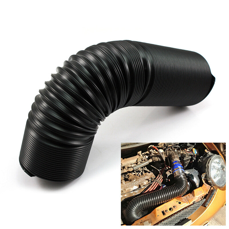 ID. 76mm Automotive Cold Air Inlet Intake Pipe Flexible Hose Black US Stock