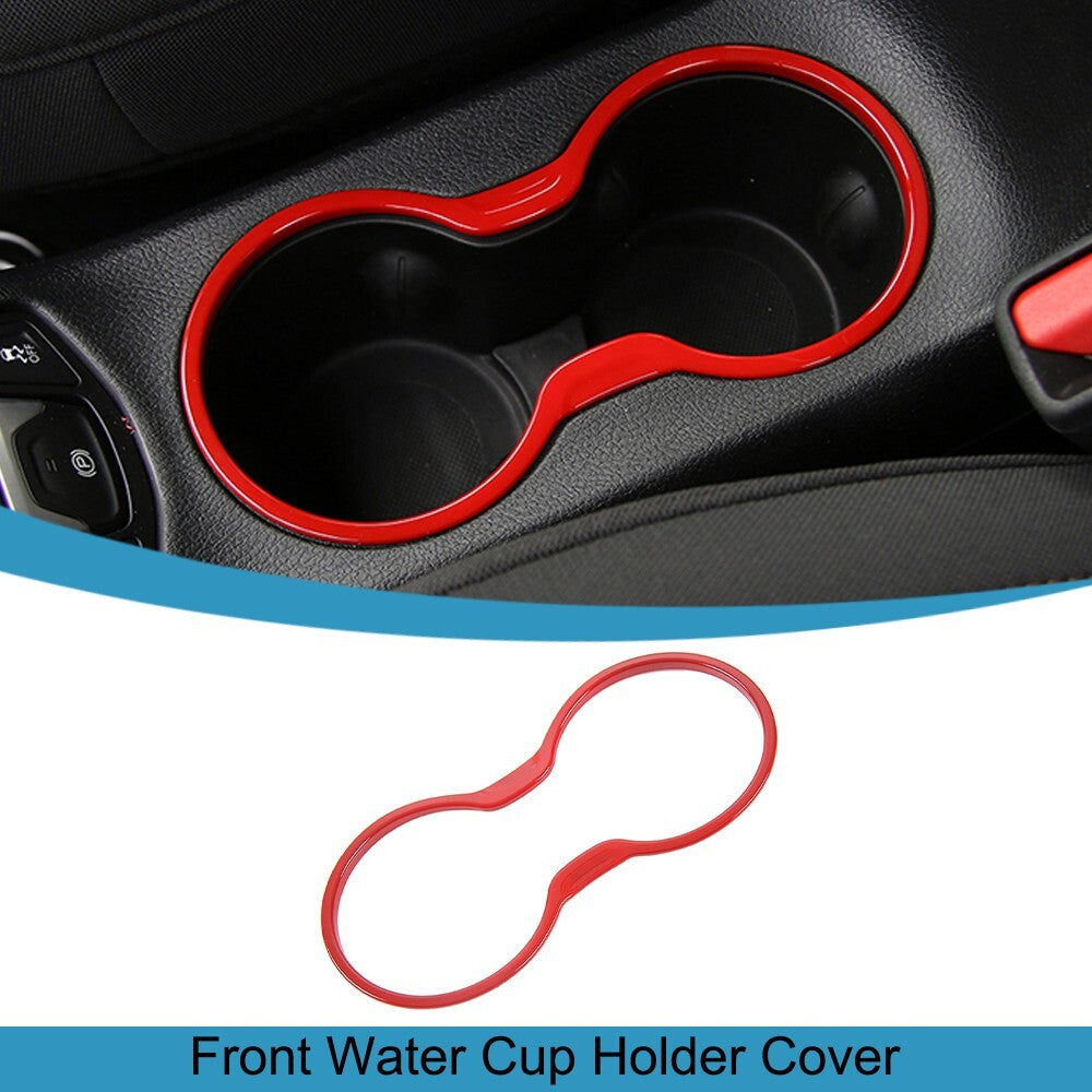 Red ABS Front Water Cup Holder Frame Cover Trim Decor for Jeep Compass 2017-2020