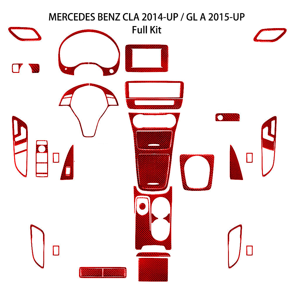 35Pcs Red Carbon Fiber Full Cover Trim Kit for Mercedes Benz CLA-Class 2014-2018