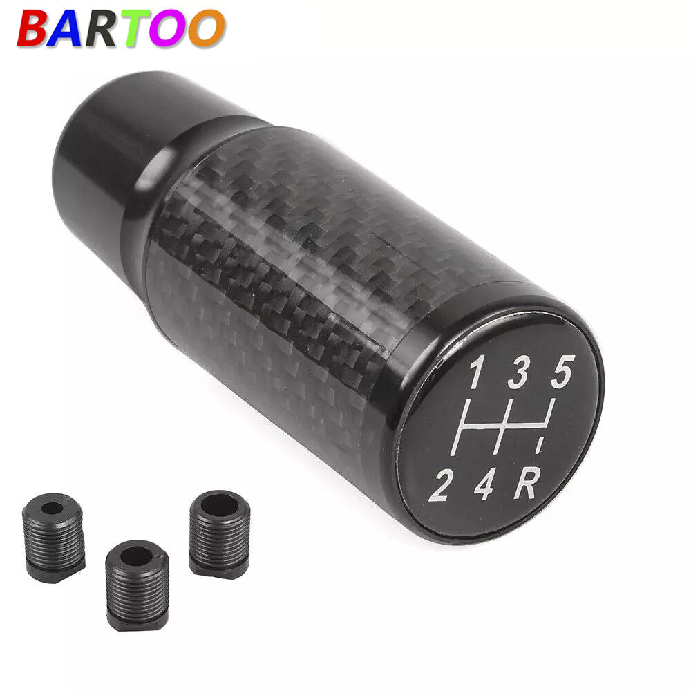 Universal Black Carbon Fiber Auto Manual Gear Stick Lever Car Shift Knob 5 Speed