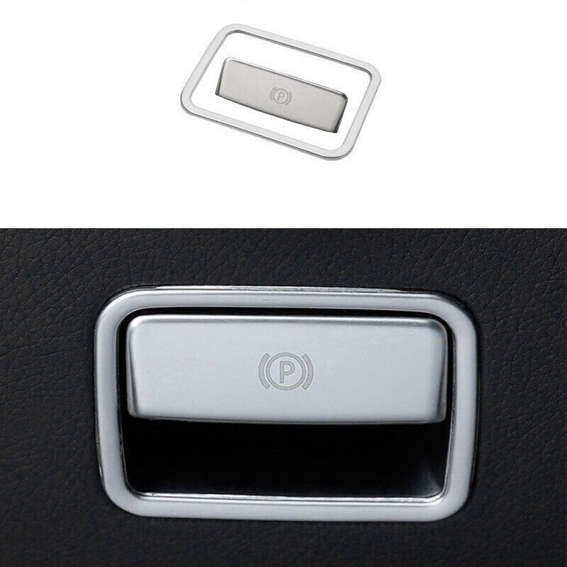 for Benz GLE GLS 2016-2019 Silver Steel Console Electronic Handbrake Trim 2PCS