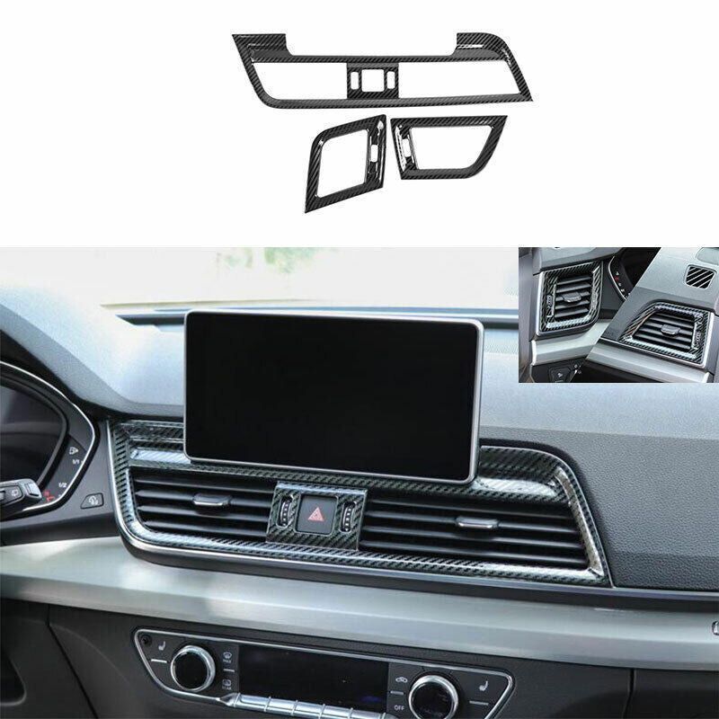 for Audi Q5 18-2020 Carbon Fiber Steel LR AC Air Outlet Vent Molding Cover Trim