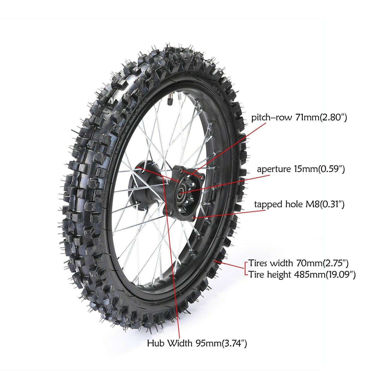 Front 60/100-14 + Rear 80/100-12 Tyre Rim Wheel for 70 110cc 125cc Pit Dirt Bike