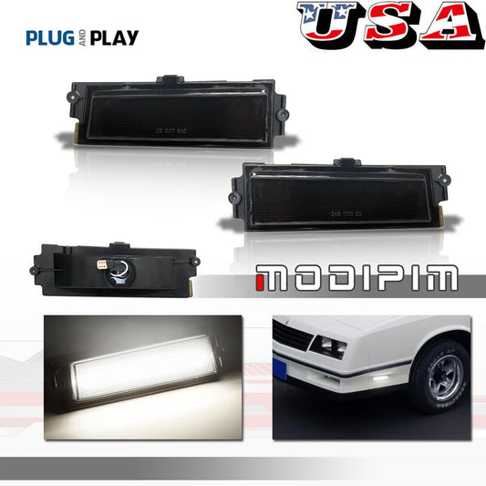 Suitable for 1981-1988 for Chevrolet Monte Carlo SS White LED Front Side Marker Lights (Smoked 2-Piece)