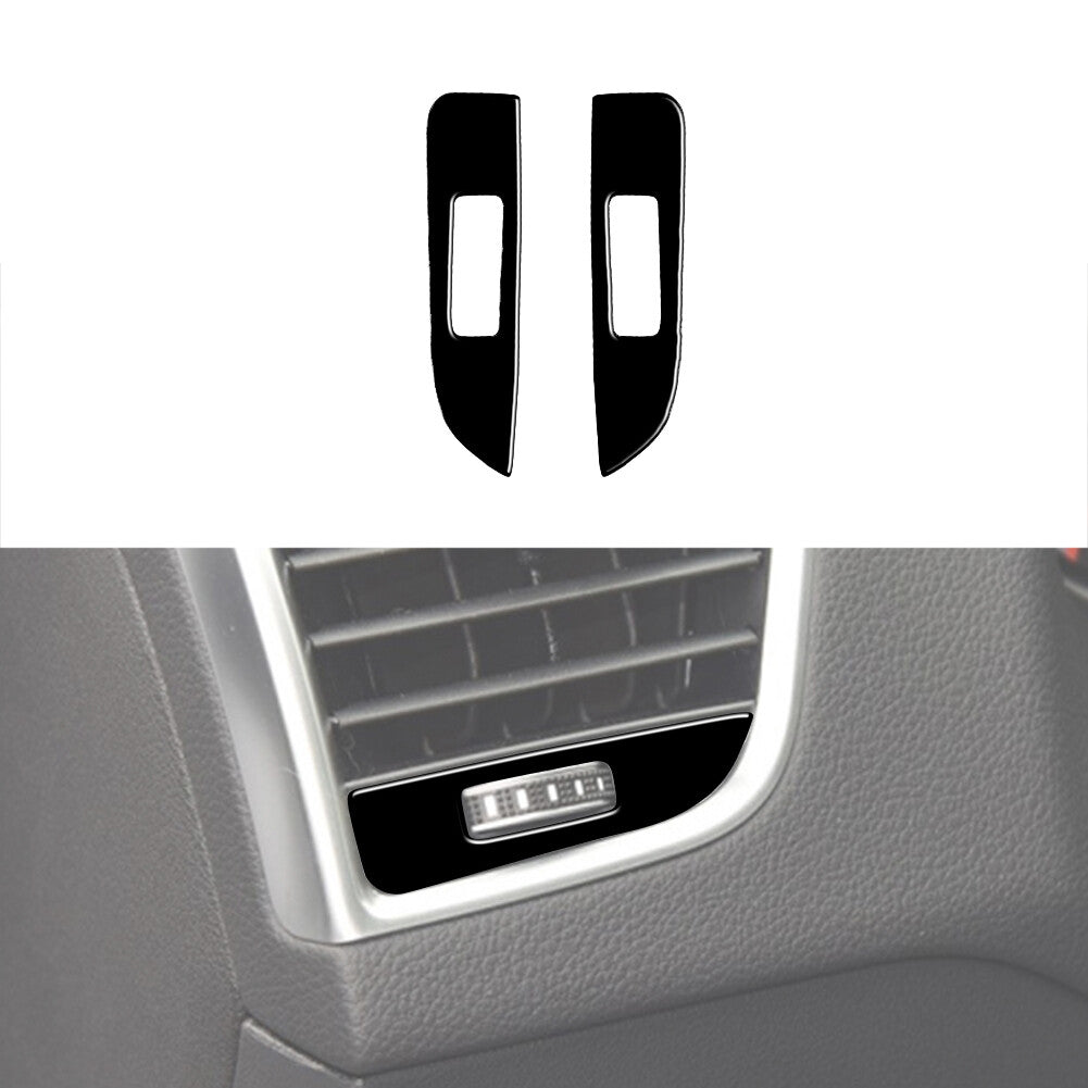 2Pcs Air-Con Vent Control Trim Cover Decor Gloss Black for Audi Q5 2009-2017