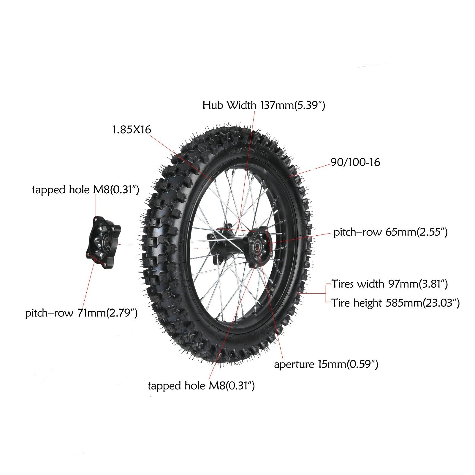 19-inch + 16-inch wheels 70/100-19 90/100-16 tires rims dirt pit bicycle SSR 150cc 140cc 160cc