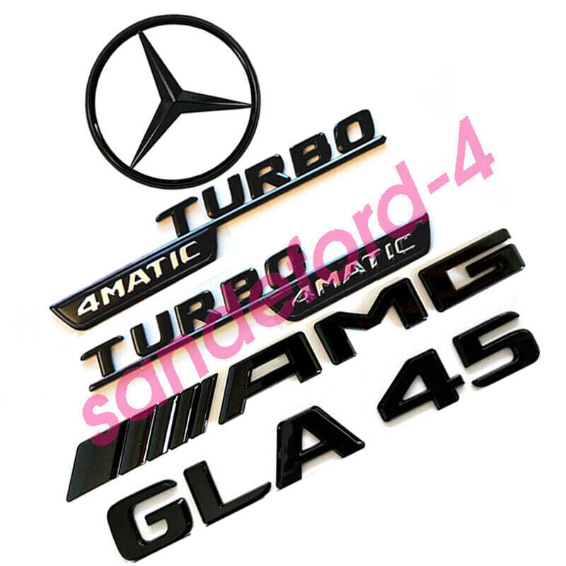 GLA45 AMG TURBO 4MATIC with rear star badge and black badge set, for Mercedes X156 W156 2017+