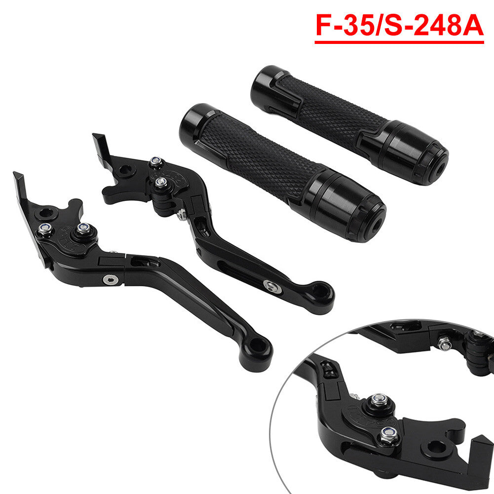 FIT for Suzuki GSXR600/750 Folding Extendable Brake Clutch Levers Handlebar Grip Set