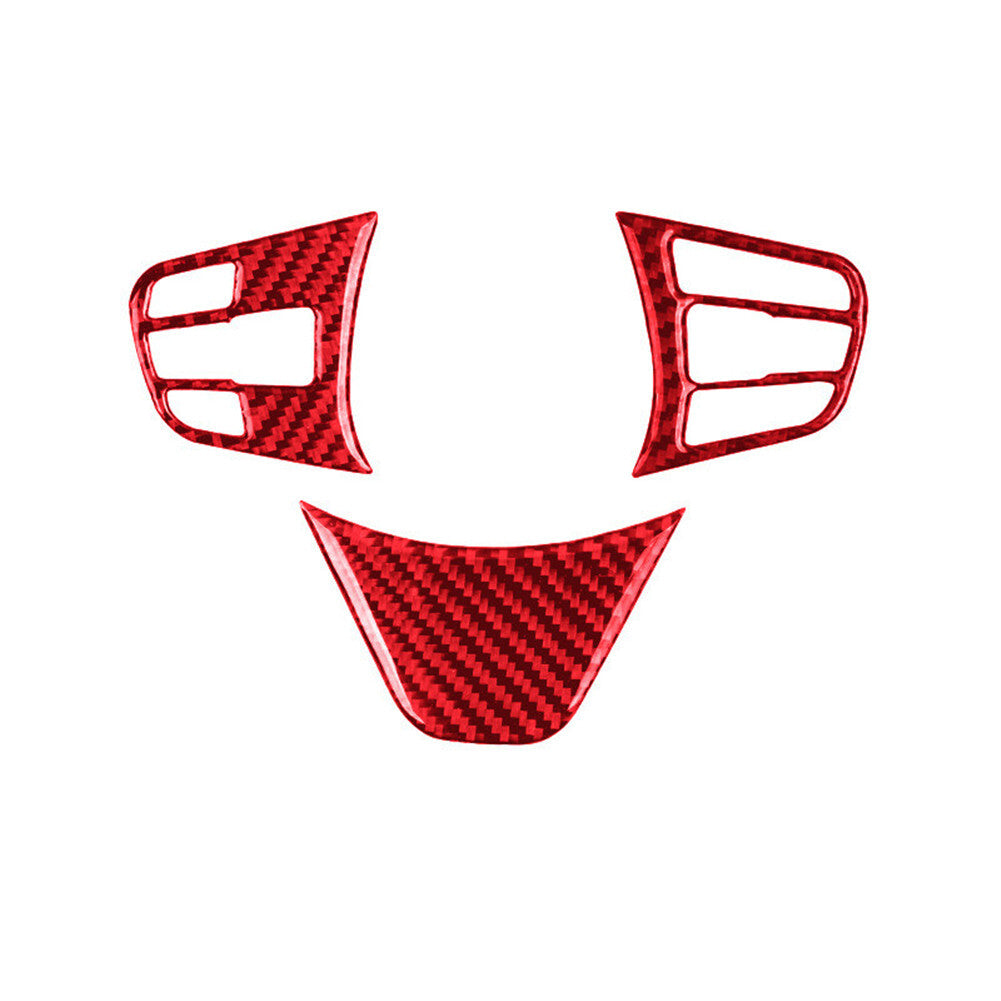 3x Red Carbon Fiber Interior Steering Wheel Cover Trim for BMW X1 F48 2016-2018
