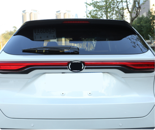 Carbon Fiber Style Rear Trunk Tailgate Lid Cover Trim for Toyota Venza 2021-2023
