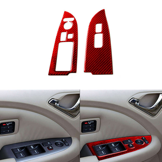 2x Red for Honda Odyssey 2005-2010 Carbon Fiber Front Window Control Cover Trim