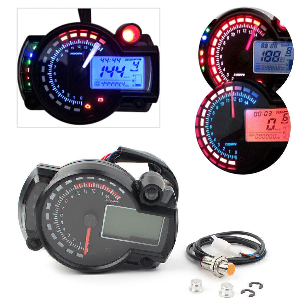 LCD Digit 15000rpm Motorrad Tacho Drehzahlmesser Kilometerz?hler Universal