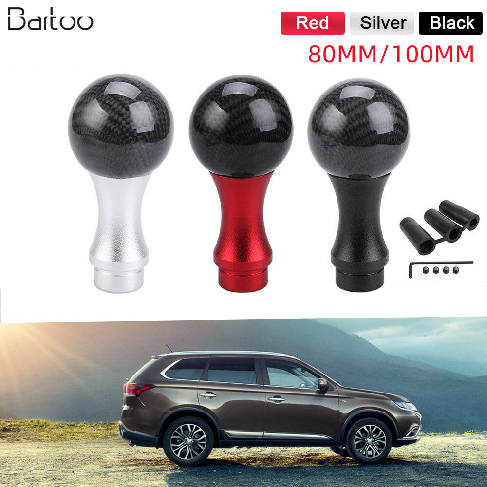 Carbon Fiber Car Gear Shift Knob Stick Lever Head For Manual Auto Kit 80mm/100mm
