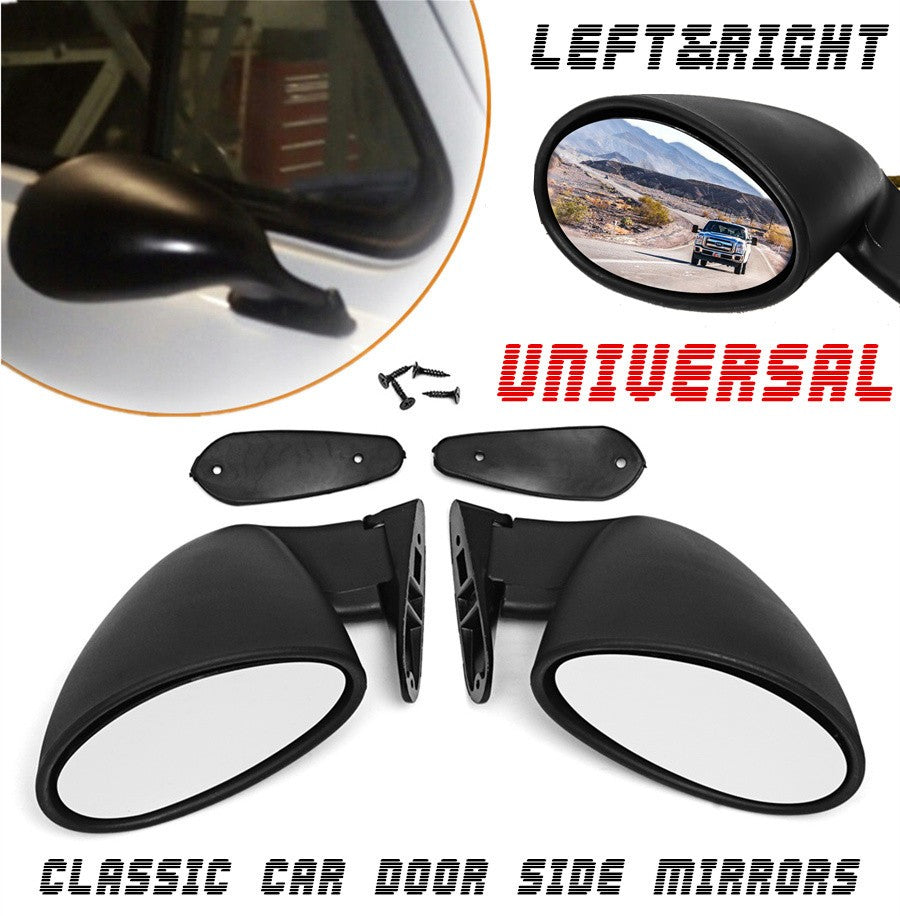 Universal Black Front Car Vintage Door Wing Side Mirror Hot Rod Rat Rod Muscle