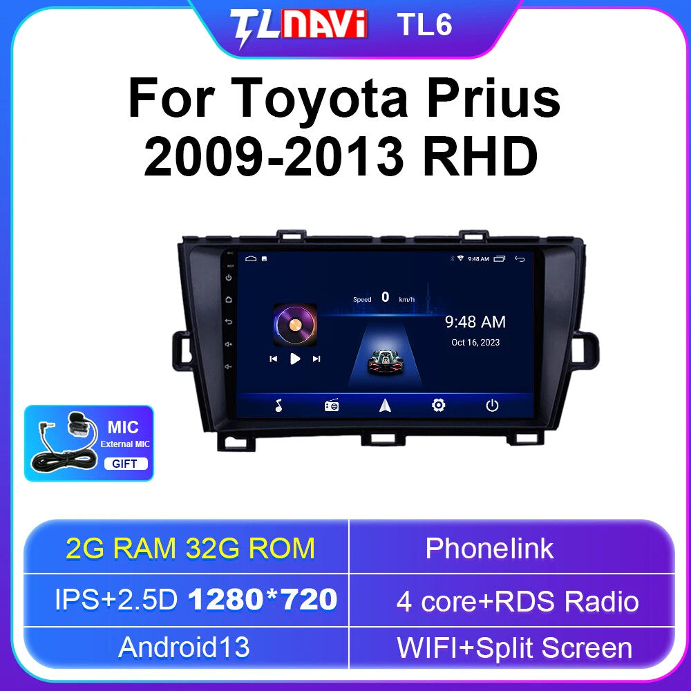for Toyota Prius 30 Multimedia Stereo Android AUTO Radio Player GPS Navigation