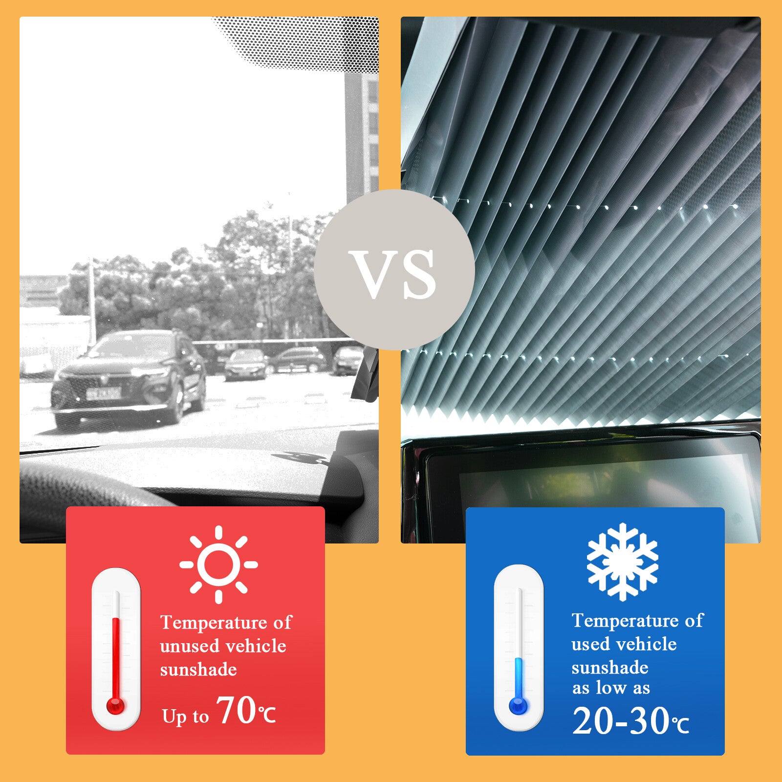 Car Retractable Curtain UV Protection Front Windshield Sun Visor Shade 200X70CM