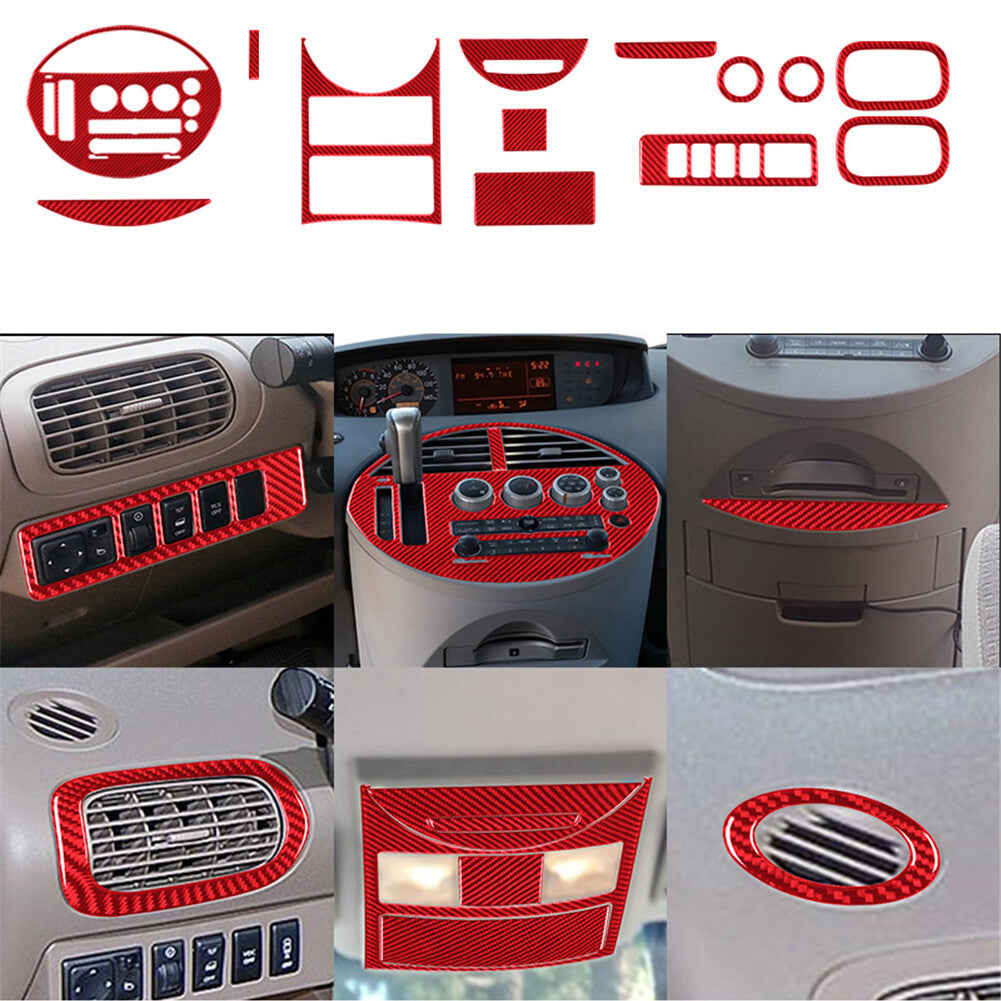 for Nissan Quest 2004-2006 Red 13Pcs Interior Decorative Cover Trim Carbon Fiber