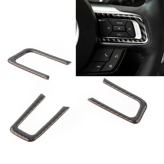Carbon Fiber Interior Inner Steering Wheel Cover Trim Fit for Ford for Mustang 2015-2019