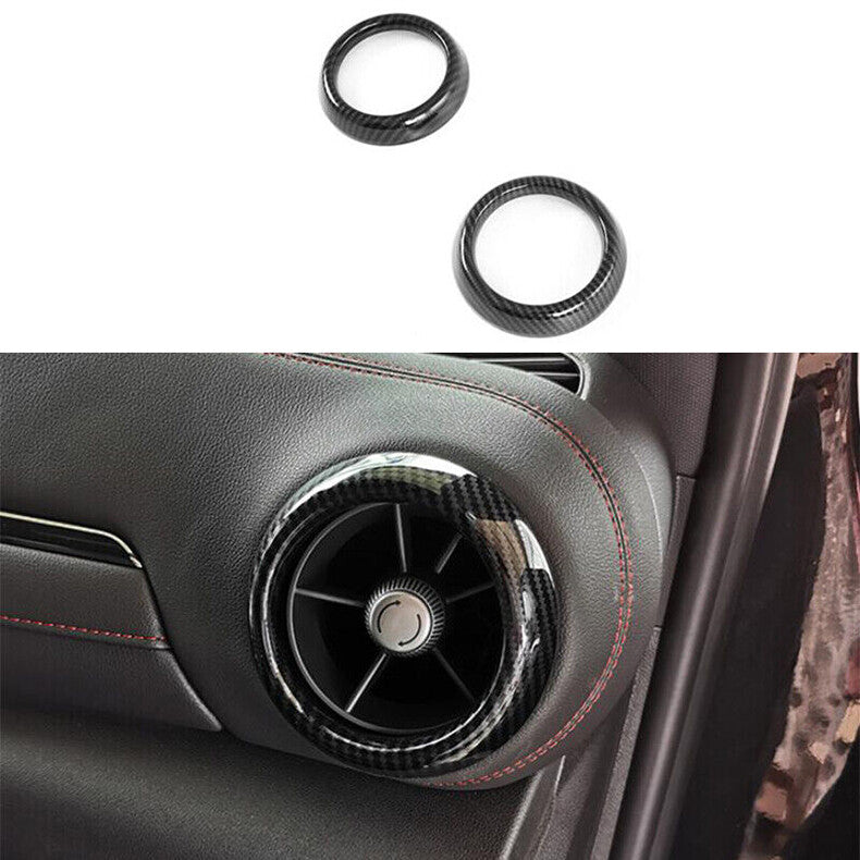 for Chevy Blazer 19-22 Carbon Fiber Console LR Air Outlet Vent Ring cover Trim