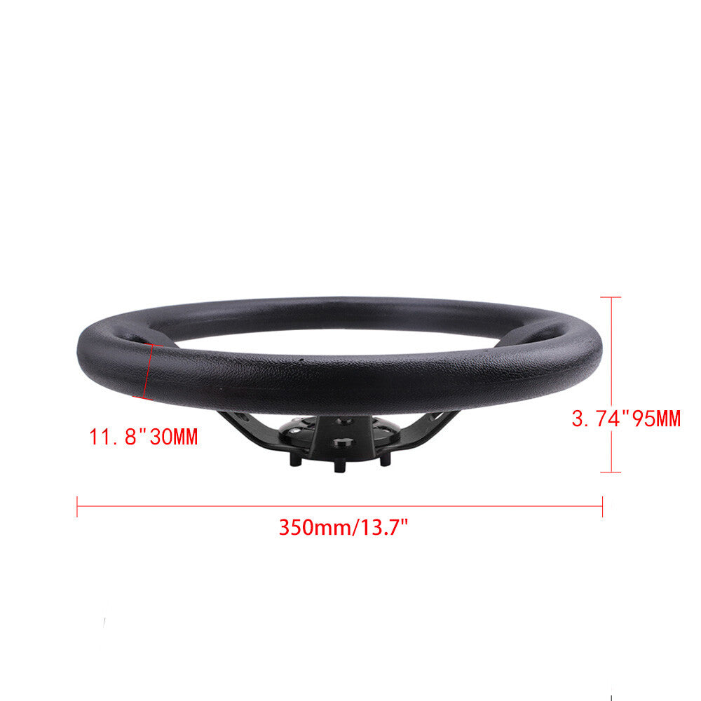 Black 345mm Deep Dished Racing Steering Wheel+Ball Quick Release Adapter Kit