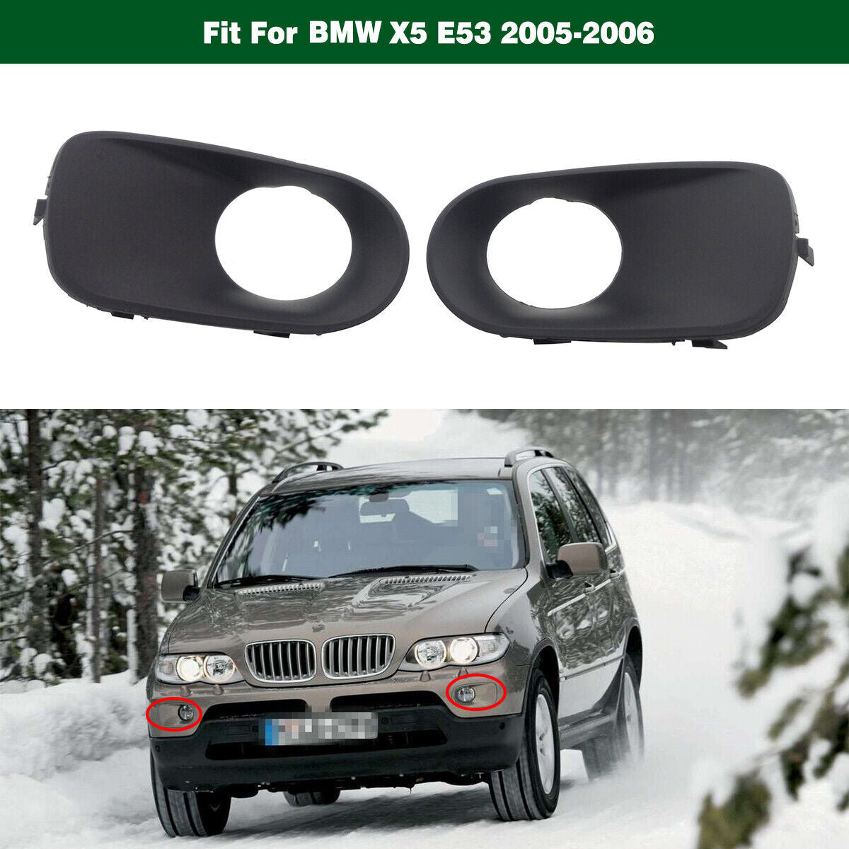 Front Fog Light lamp Cover Bezel Trim Left +Right Side for BMW E53 X5 2005-2006