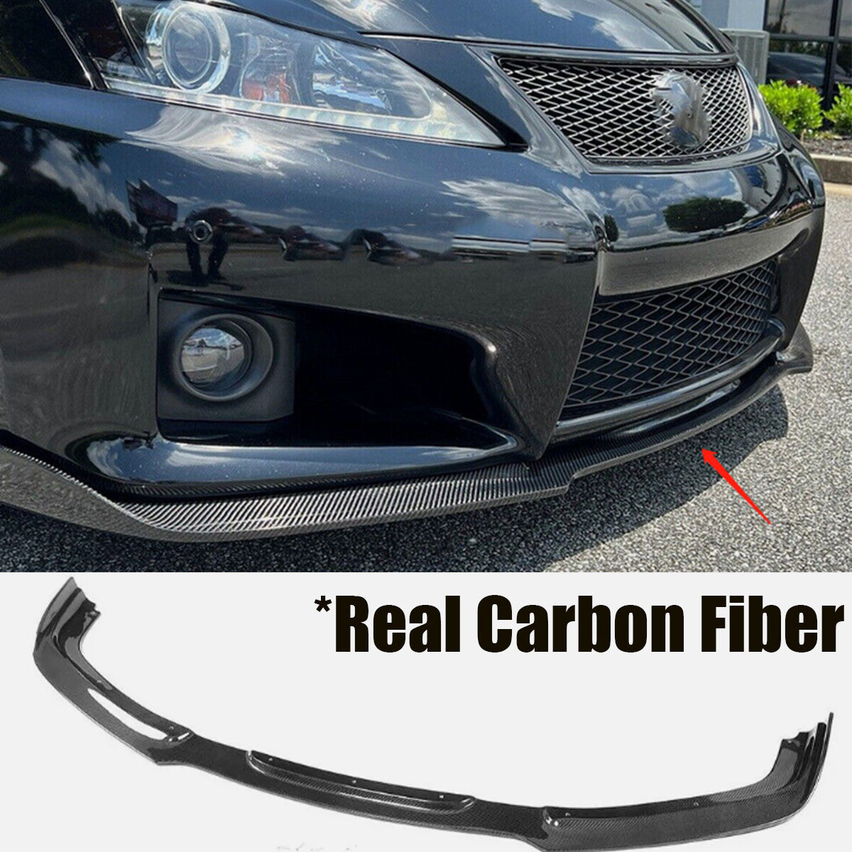 Front Bumper Lip Spoiler Fit for LEXUS IS F Sedan 4-Door 2011-2012 Real Carbon