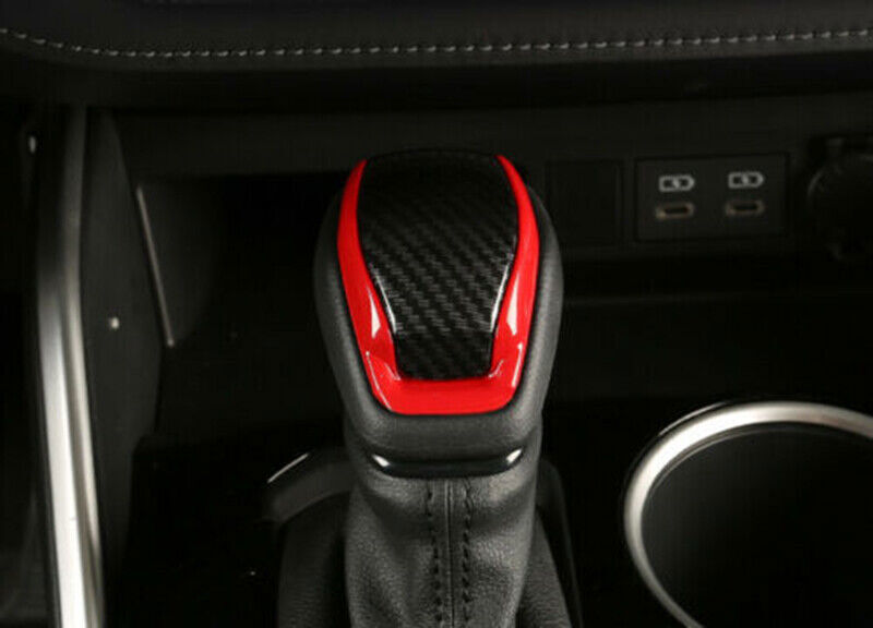 for Toyota Highlander 2020-2022 Carbon Fiber+Red Gear Shift Knob Cover Head Trim