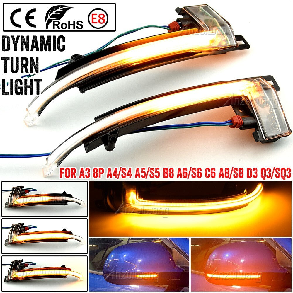 Dynamic LED Turn Signal Lamp Wing Side Mirror Light for Audi A4 B8 for A8 S8 D3 8P