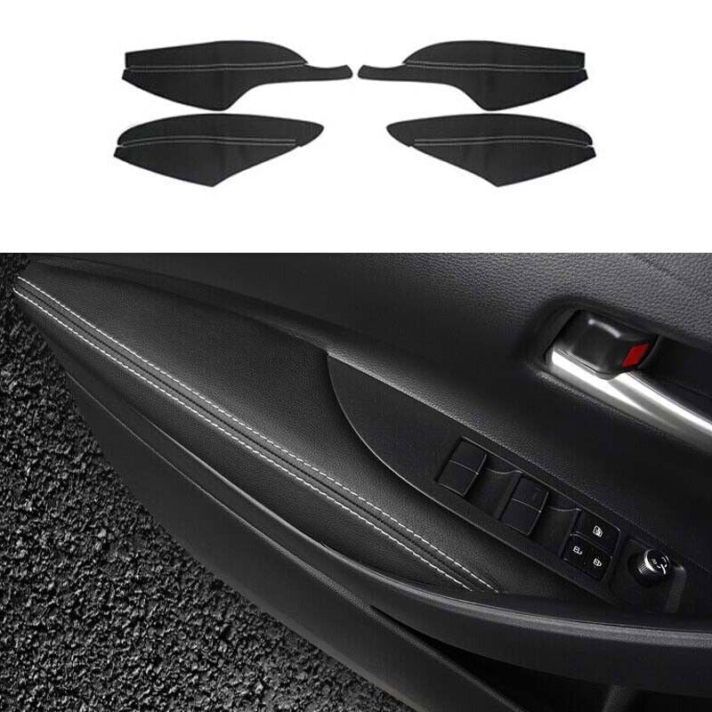 Black White for Toyota for Corolla 20-24 Cover Trim Leather Interior Door Armrest 4X