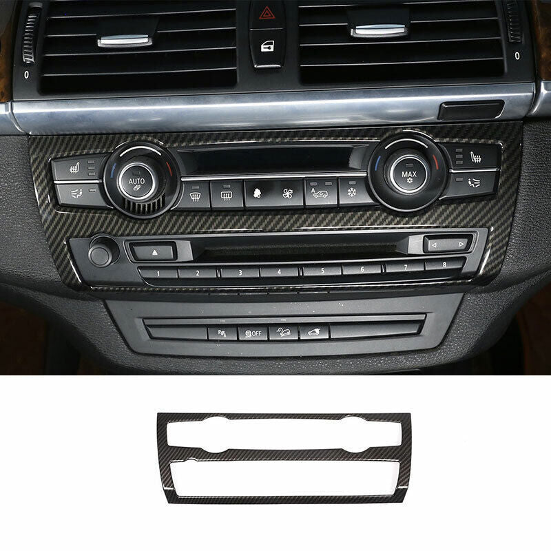 for BMW X5 X6 E70 2008-2013 Carbon Fiber Console AC Button Control Frame Trim 1P