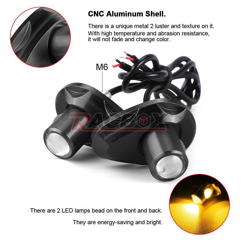 4Motorcycle LED for Mini Amber Brake Turn Signal Tail Light Indicator License Plate