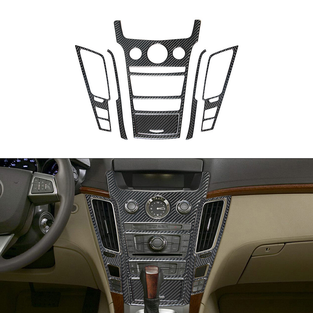 6Pcs Central Console Cover Trim Carbon Fiber for CADILLAC CTS SPORT 2008-UP