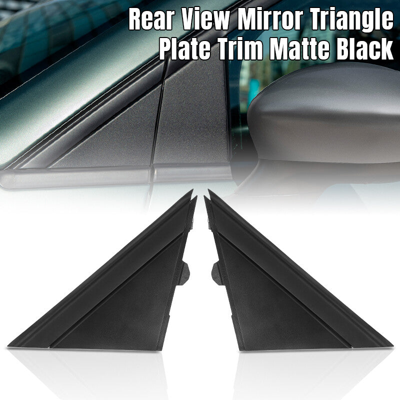 LH+RH Side Rear View Mirror Triangle Plate Trim Matte Black For 2012-19 for FIAT 500
