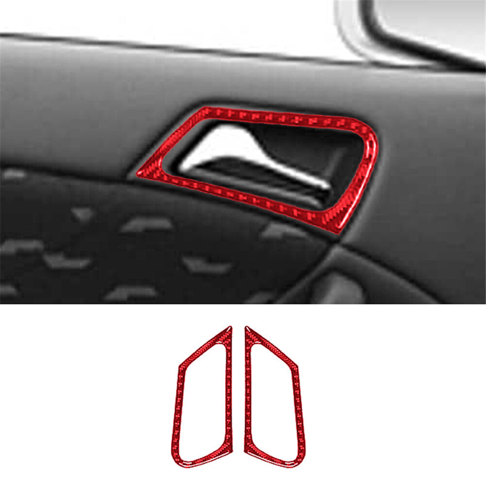 2x red carbon fiber front door handle trim for Mercedes-Benz W203 2005-07 typeC