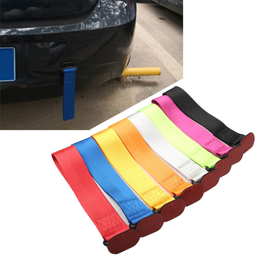 For Rear/Front Bumper Nylon Car Tow Towing Strap Belt Rope Rally Hook Universal