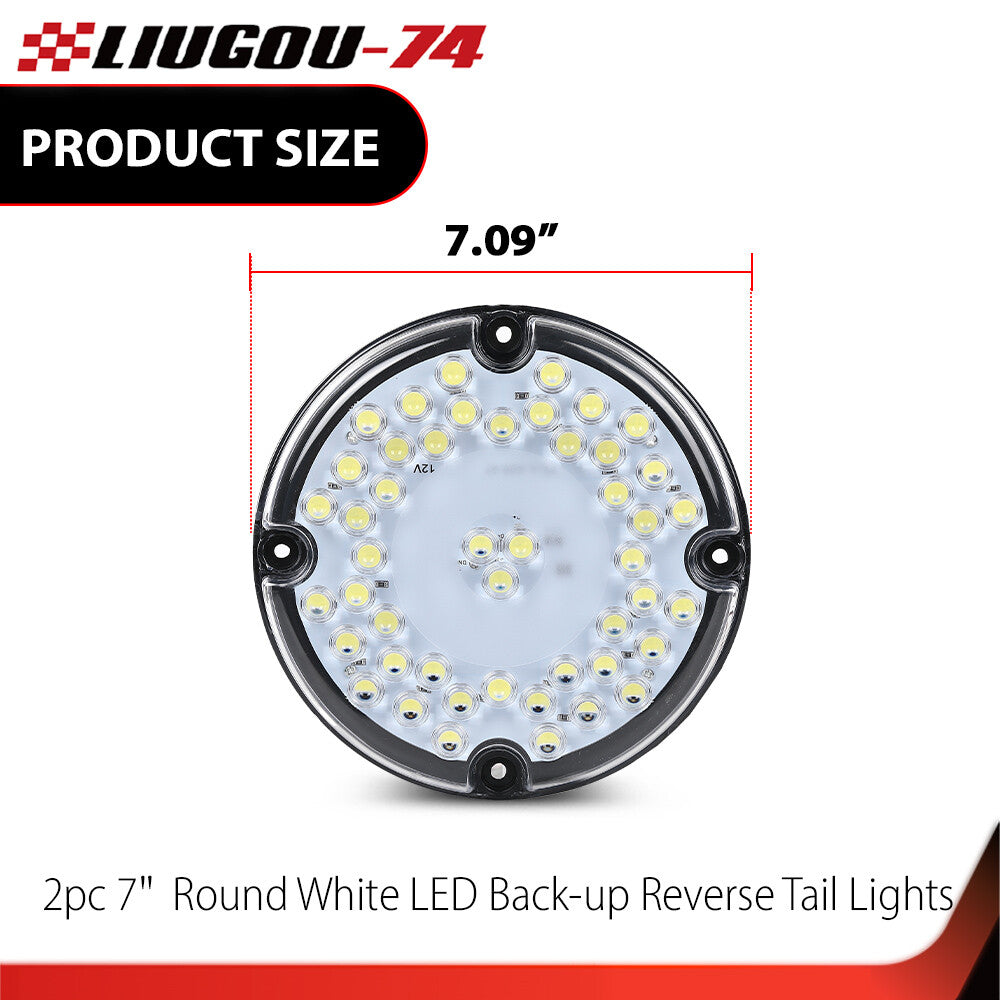 Suitable for school bus/transit vehicle 7-inch round white LED spare reverse taillights