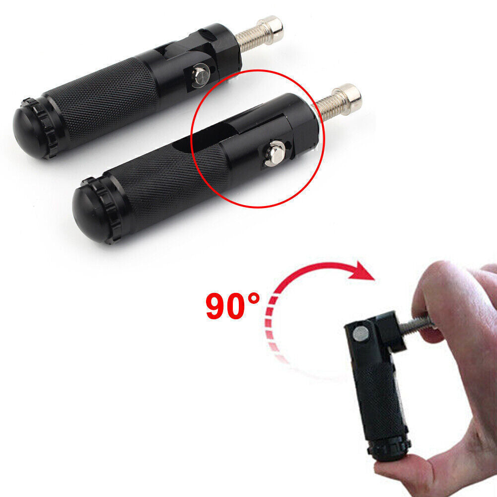 Folding Foot Pegs Footpegs Rear Set Pedals Racing Universal Motorcycle Bike Blk
