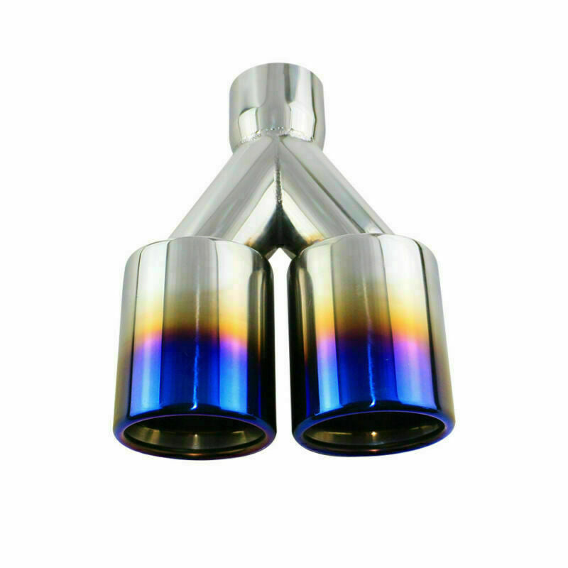 Universal Exhaust Welding Dual Exhaust Tips 2.5 Inlet W/ Metal Mesh Blue Tips
